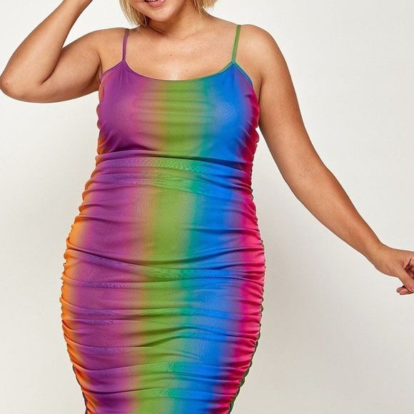 Plus Size Rainbow Print Cami Dress - Picture 4 of 5